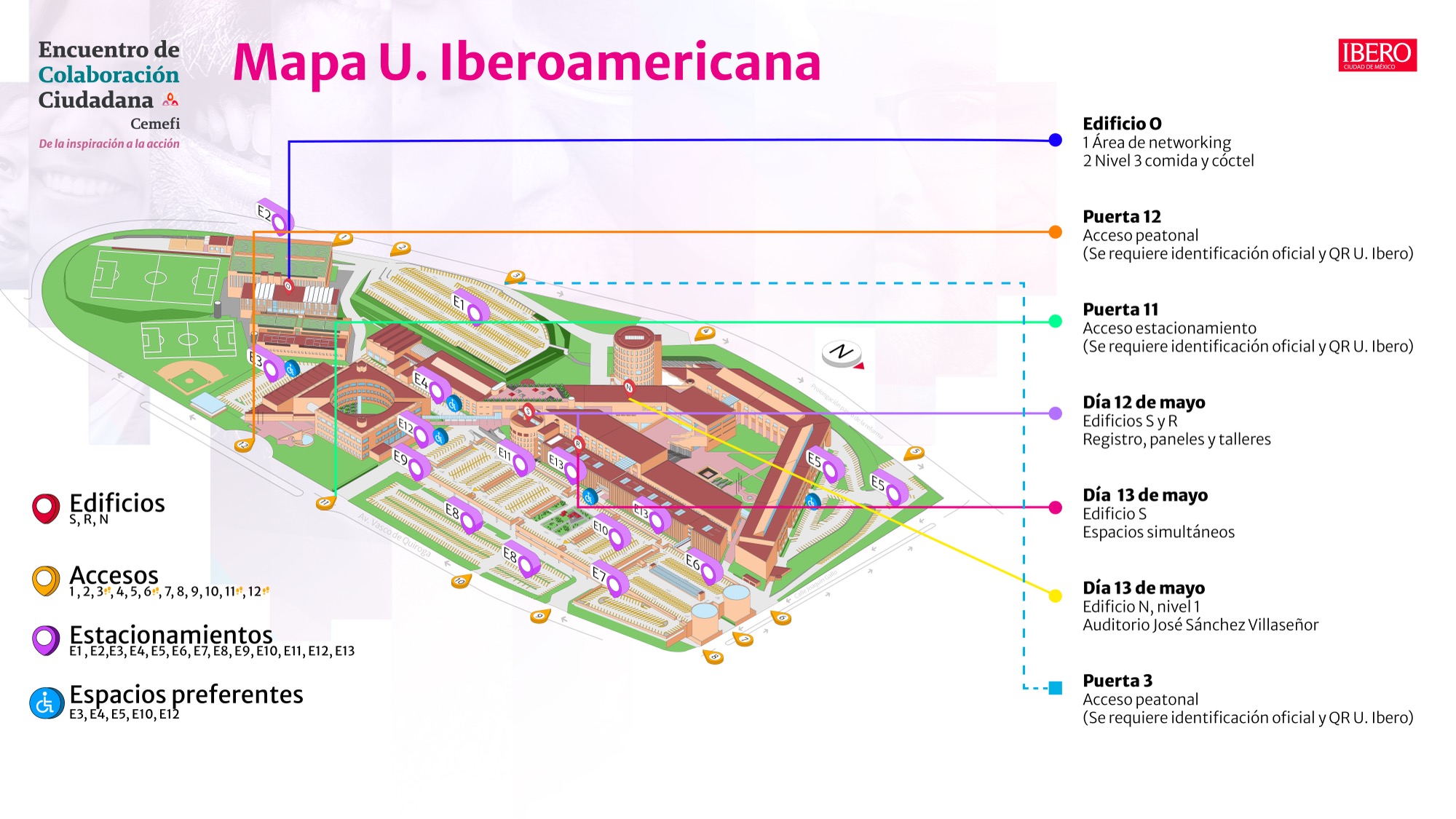 Mapa del recinto de la Universidad Iberoamericana para el ECC 2026
